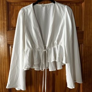 Elegant White Wrap Blouse